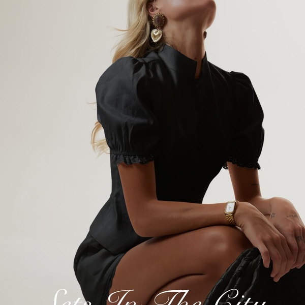 Minimalist Black Puff Sleeve Top Editorial